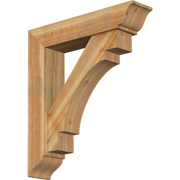 Ekena Millwork Merced Traditional Rough Sawn Bracket w/ Offset Brace, Western Red Cedar, 8"W x 36"D x 40"H BKT0806X36X40MRC01RWR - main